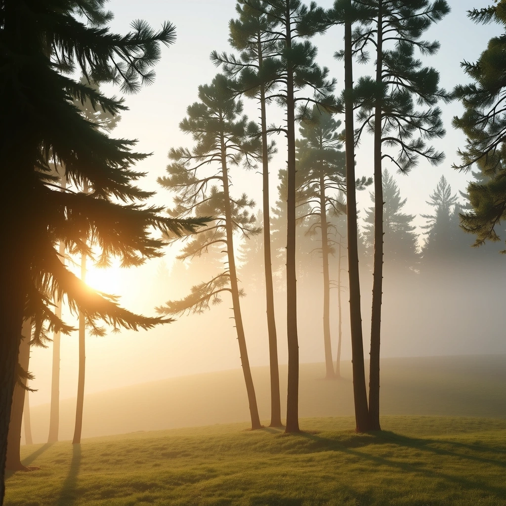 Naturalna energia lasu o wschodzie słońca